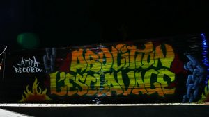 Graffiti éphémère de la fête de clôture de la commémoration de l'abolition de l'esclavage organisée par l'association Atipa Record